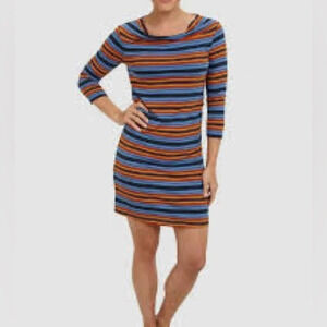Patagonia Kamala Cowl Neck Striped Knit Dress - Size Small